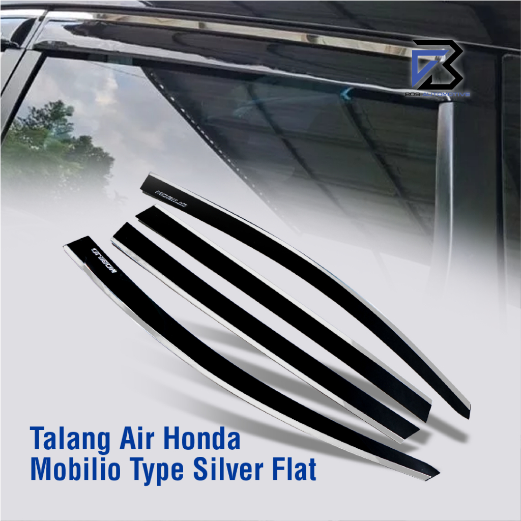 Talang Air Pintu Mobil List Silver Chrome Honda Mobilio 2014 - 2017 Model Flat Rata 4 Pintu - foto-produk-6
