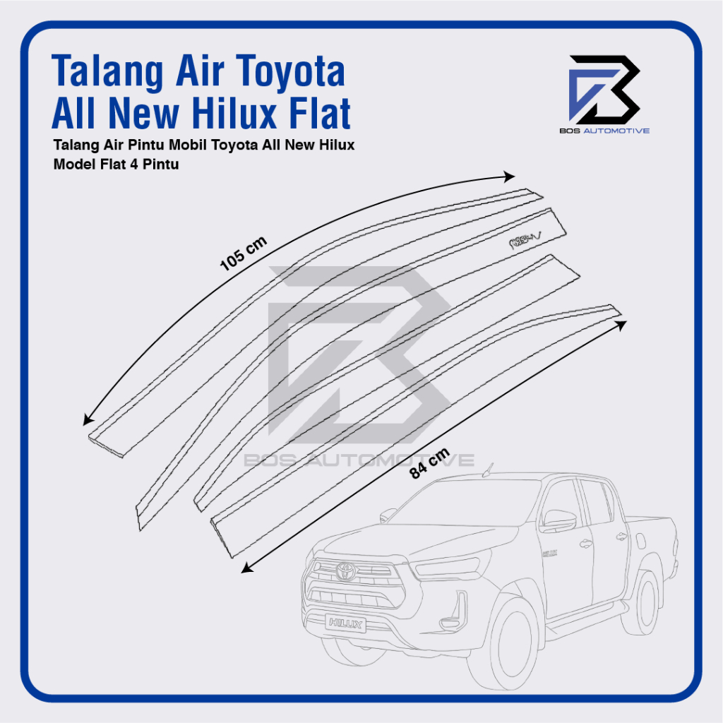 Talang Air Pintu Mobil Toyota  All New Hilux Double Cabin 2016 â€“ 2021 Model Flat Rata 4 Pintu - foto-produk-2