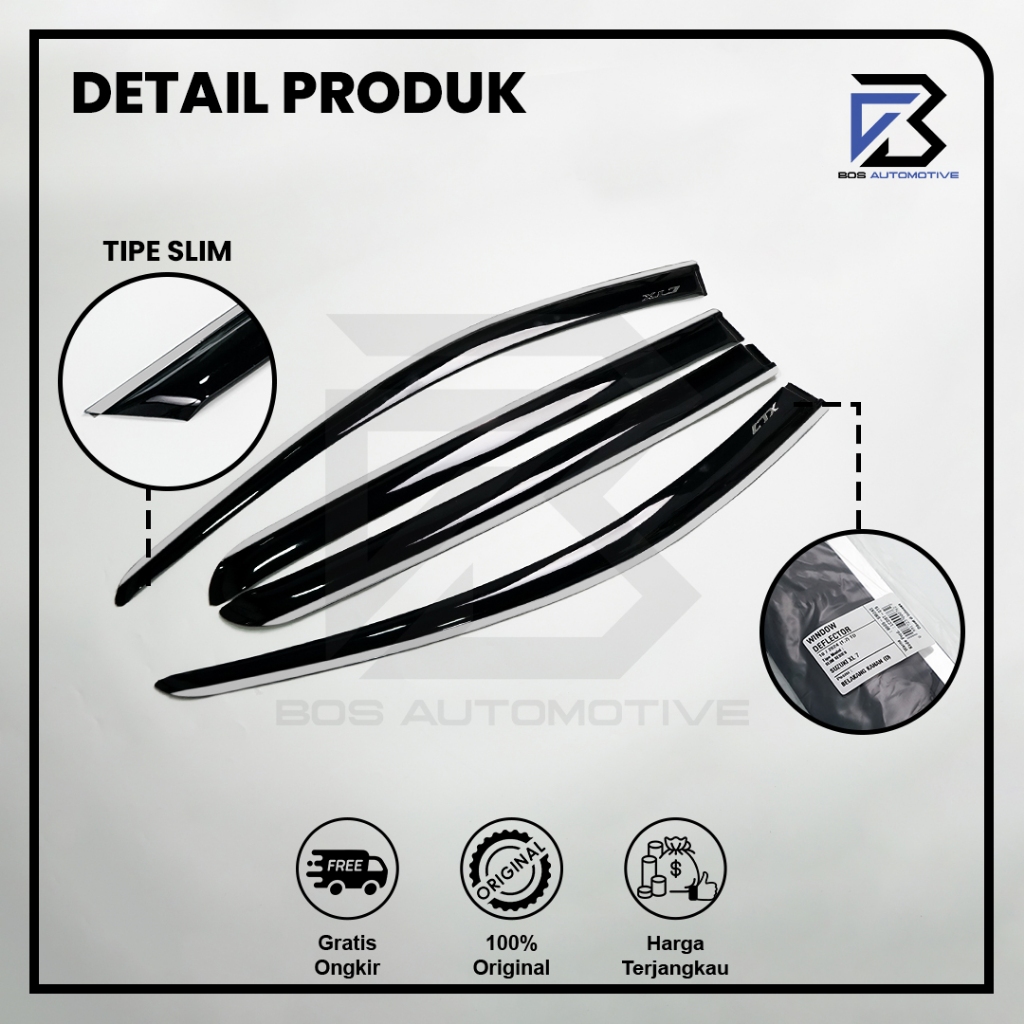 Talang Air Pintu List Silver Mobil Suzuki XL7 2020 â€“ 2023 Model Slim 4 Pintu - foto-produk-1