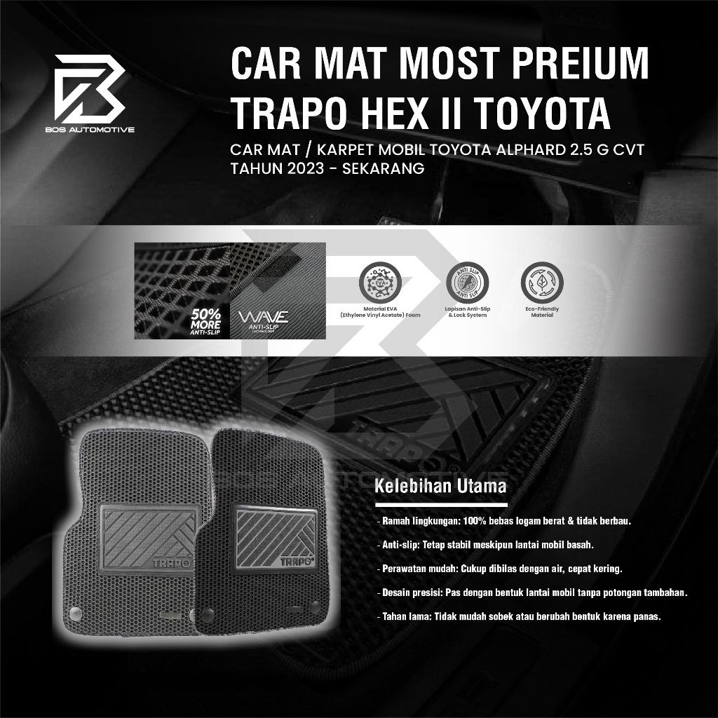 Karpet Mobil Toyota Alphard 2.5 G CVT 2023 - Sekarang Car Mats Premium TRAPO HEX II Original - foto-produk-4