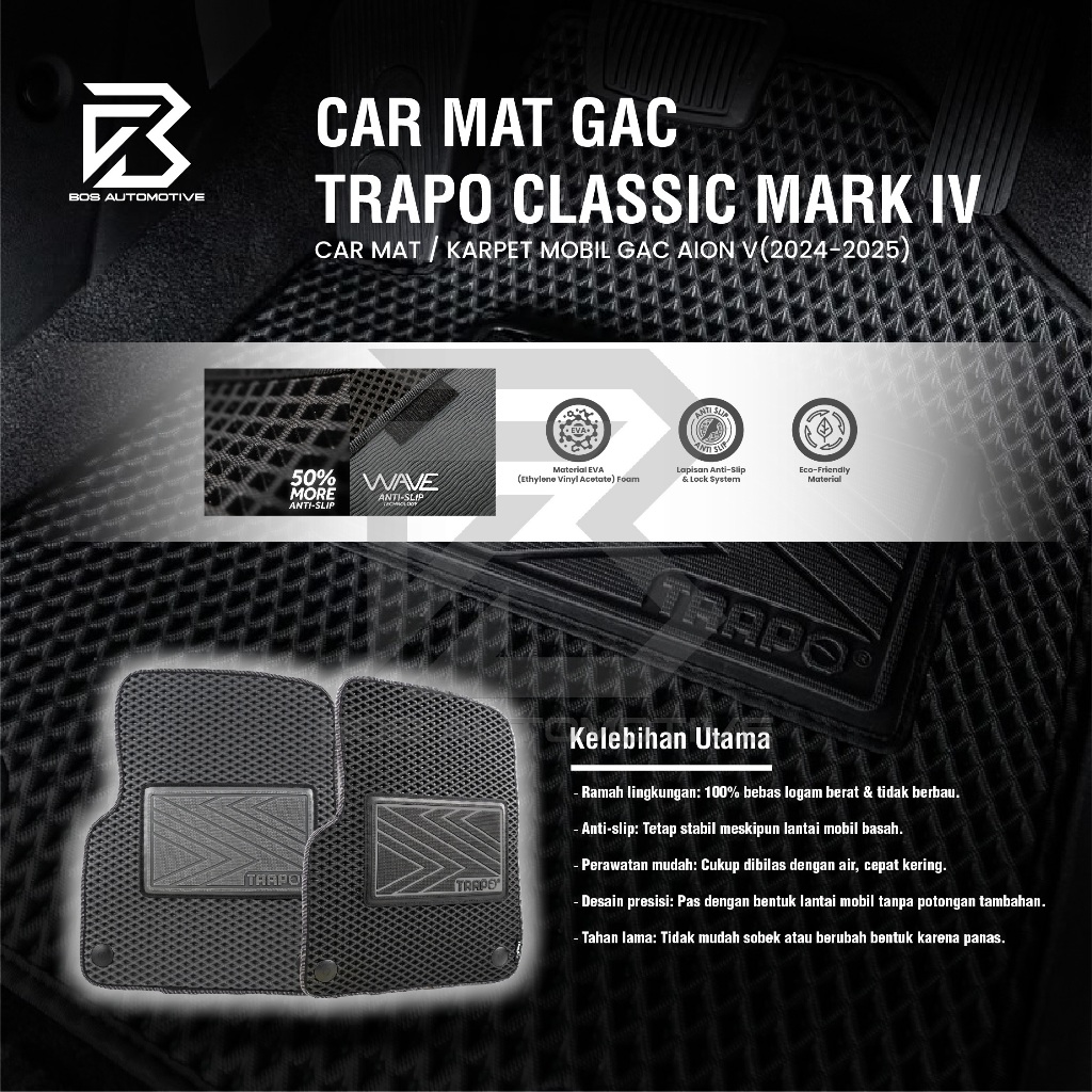 Karpet Mobil GAC AION V (2024 - Sekarang) Fullset Premium Anti Slip - Carmat Trapo Classic Mark IV Original - foto-produk-4