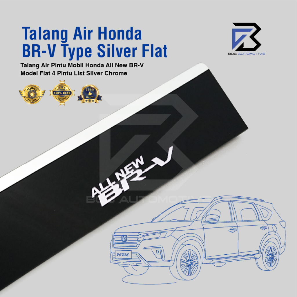 Talang Air Pintu List Silver Mobil Honda All New Brv 2021 â€“ 2023 Model Flat Rata 4 Pintu