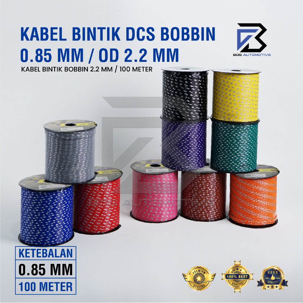 Kabel Bintik 0.85MM x 100M DCS Kabel Otomotif Body Mobil Motor Serabut Tembaga (BOBIN)
