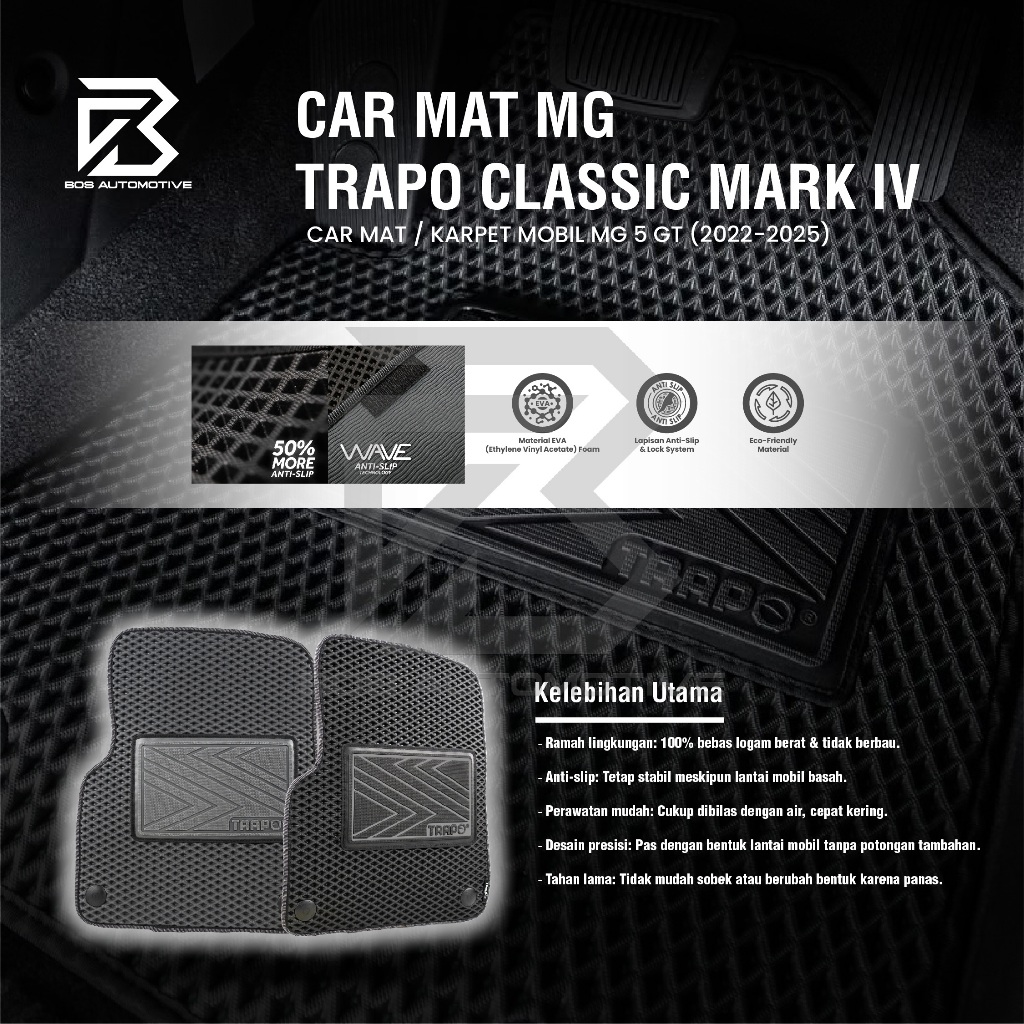 Karpet Mobil MG 5 GT (2022 - Sekarang) Fullset Premium Anti Slip - Car Mats Trapo Classic Mark IV Original - foto-produk-3