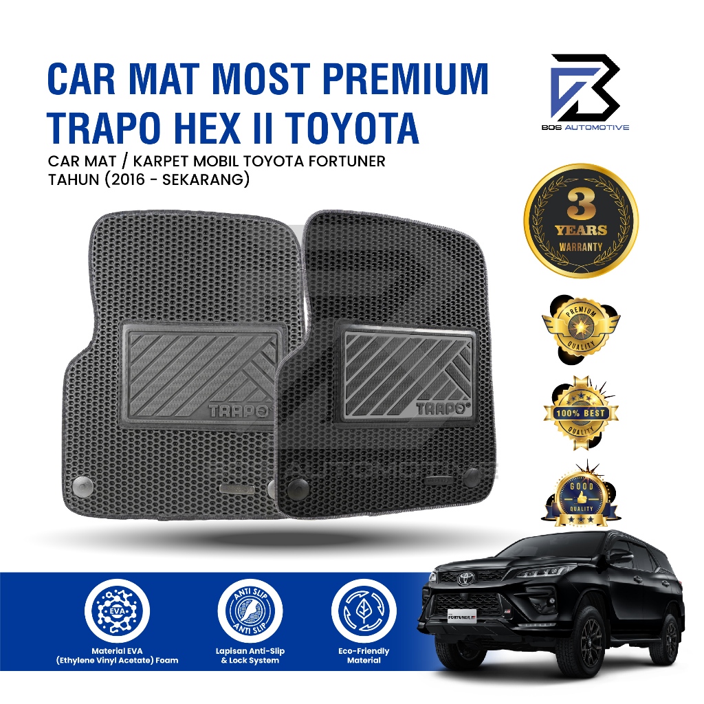 Karpet Mobil TOYOTA FORTUNER 2016 - Sekarang Car Mats Premium TRAPO HEX II Original - foto-sampul