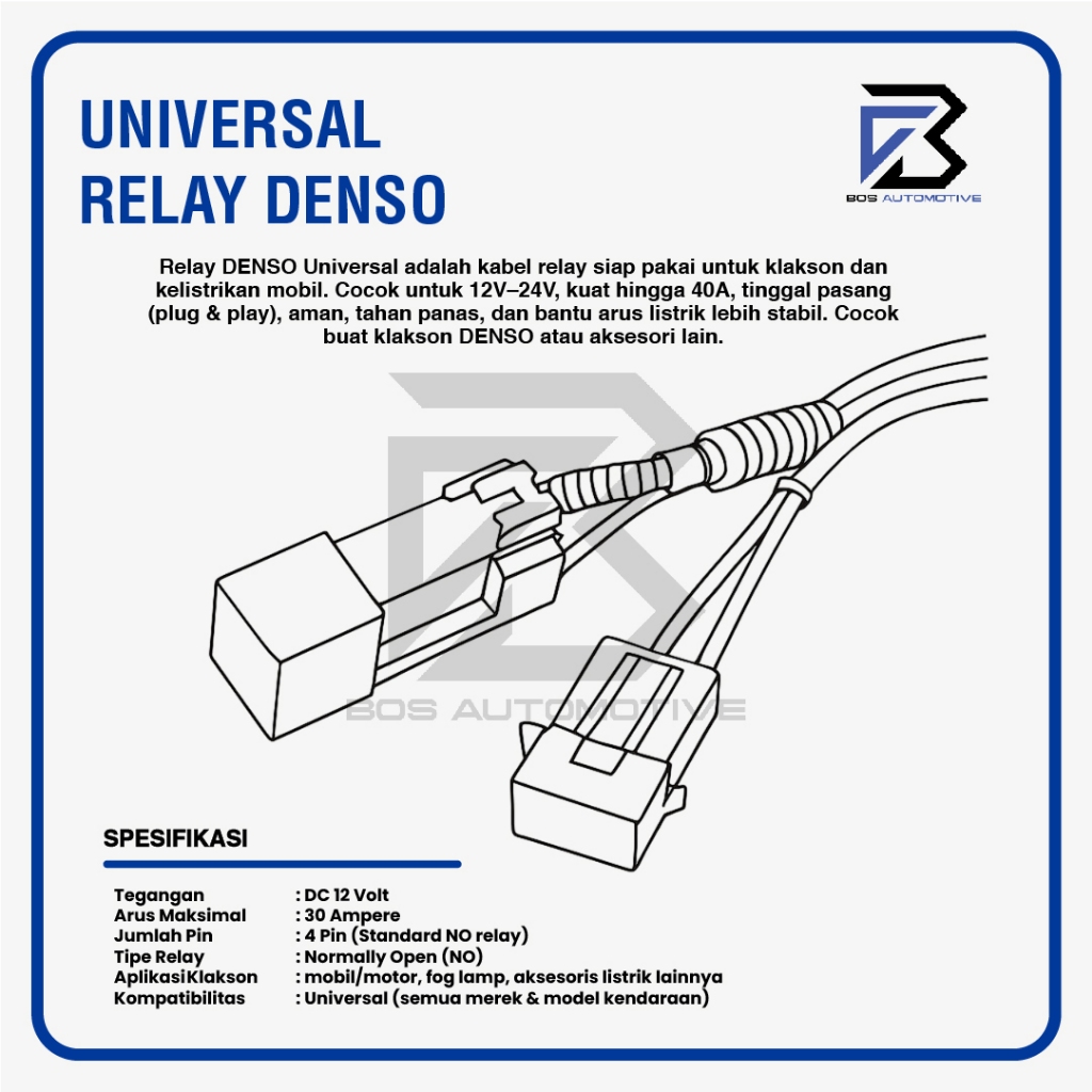 Kabel Relay Set Klakson Mobil Motor Dengan Relay DENSO MX SERIES 12V - foto-produk-3