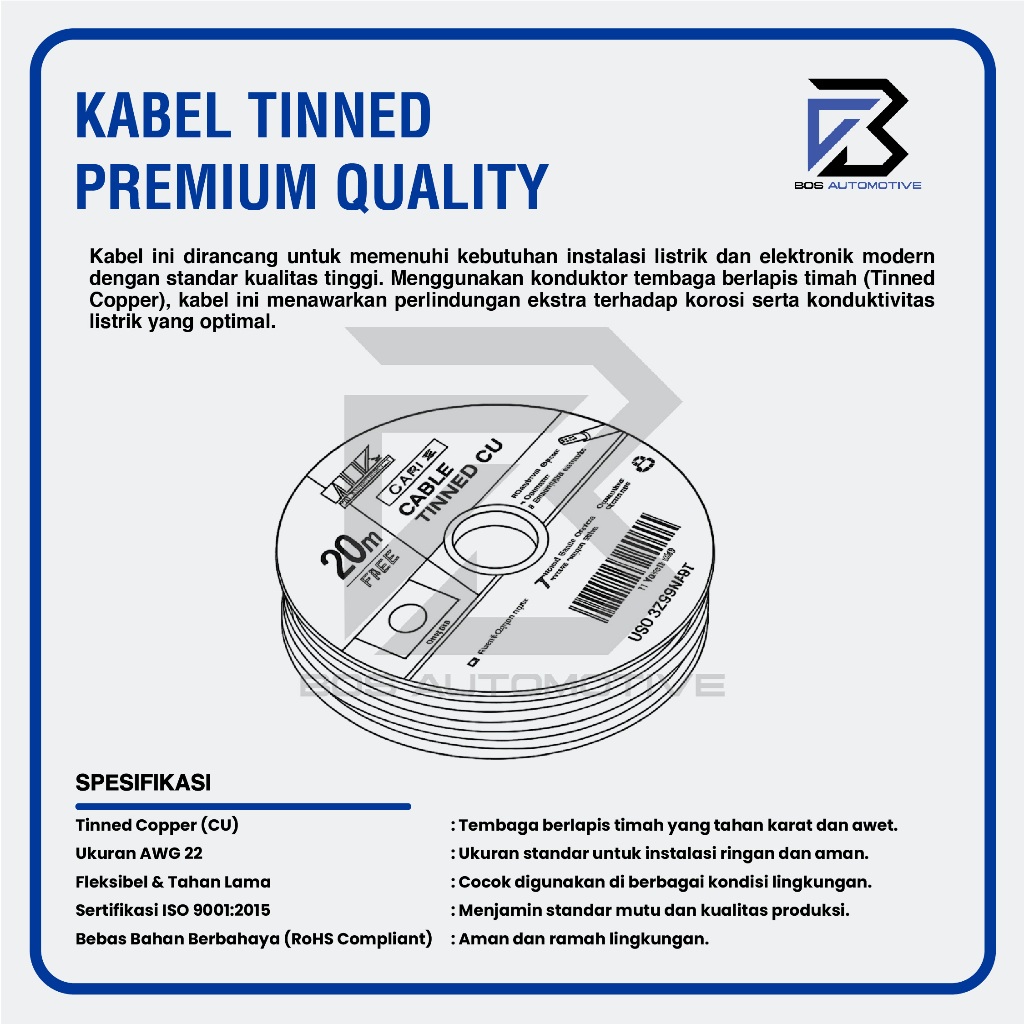 Kabel Bintik Tinned CU 0.5MM X 20M Kabel Body Serabut Lapis Timah MX Cable Mobil Motor Premium - foto-produk-2