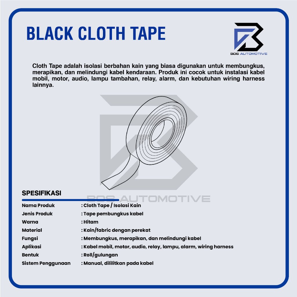 Lakban Kain Cloth Tape Pembungkus Kabel Isolasi Penahan Tahan Panas Isolasi Solatip Kabel Listrik Elektronik High resistant Tape - foto-produk-4