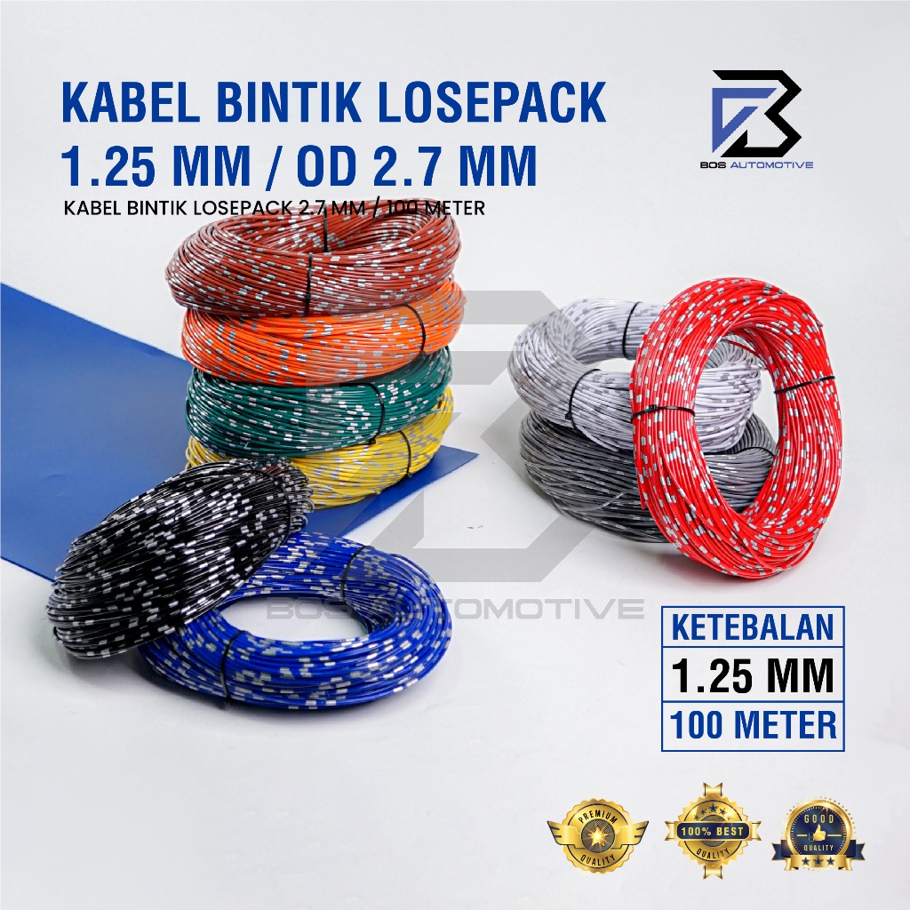Kabel Bintik AVSS 1.25MM x 100M Kabel Otomotif Body Mobil Motor Serabut Tembaga (Plastik)