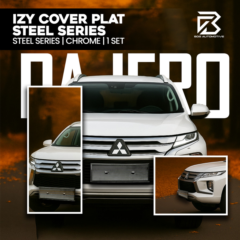 IZY Stainless Steel Series Cover Plat Nomor Mobil Slip On Stainless Steel Mirror Anti Karat untuk Pajero, Xpander, Fortuner & Innova - foto-produk-6