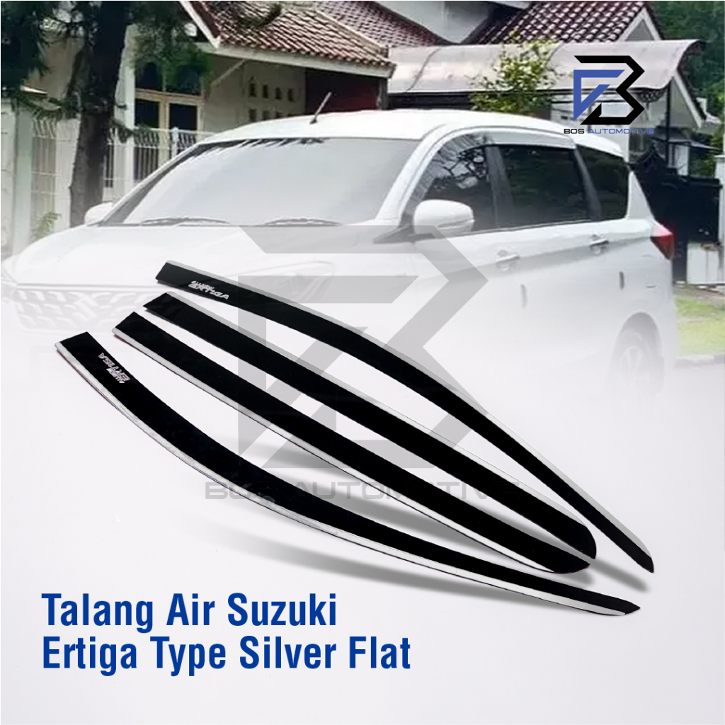 Talang Air Pintu List Silver Chrome Mobil Suzuki All New Ertiga 2017 â€“ 2022 Model Flat Rata 4 Pintu - foto-produk-5