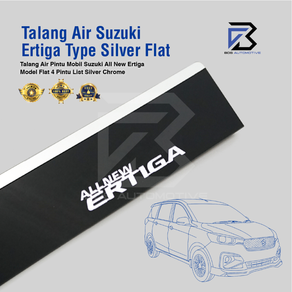 Talang Air Pintu List Silver Chrome Mobil Suzuki All New Ertiga 2017 â€“ 2022 Model Flat Rata 4 Pintu