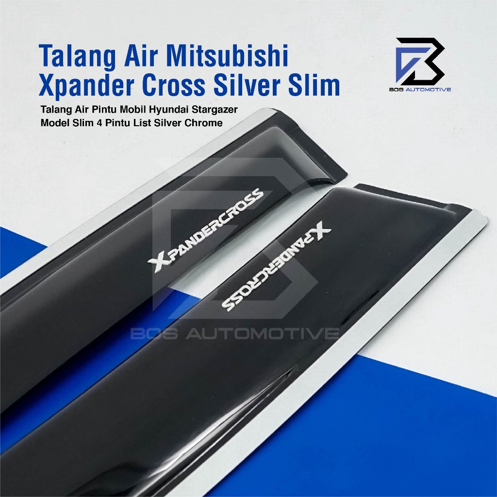 Talang Air Pintu Mobil List Silver Chrome Mobil Mitsubishi Xpander Cross 2019 â€“ 2024 Model Slim 4 Pintu - foto-produk-1