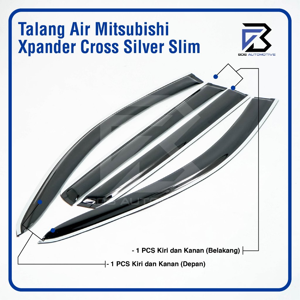 Talang Air Pintu Mobil List Silver Chrome Mobil Mitsubishi Xpander Cross 2019 â€“ 2024 Model Slim 4 Pintu - foto-produk-3