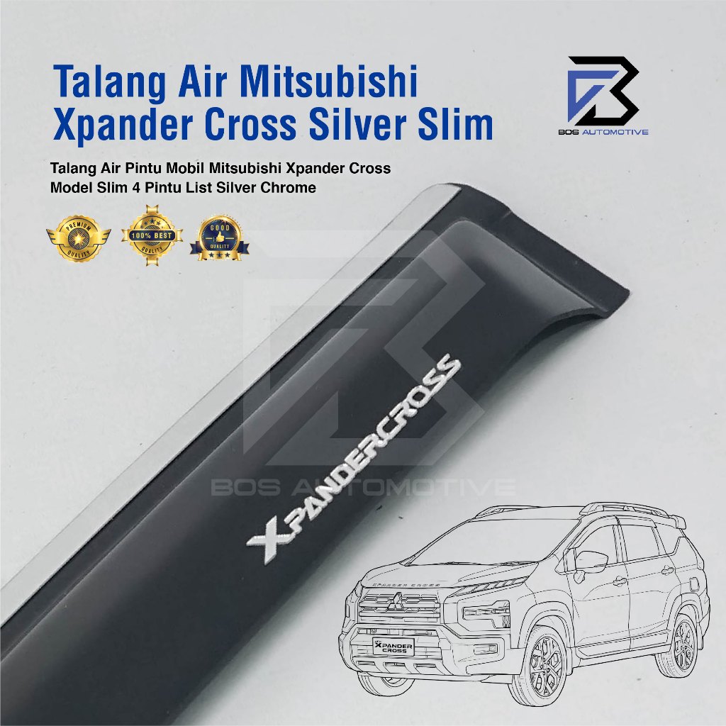 Talang Air Pintu Mobil List Silver Chrome Mobil Mitsubishi Xpander Cross 2019 â€“ 2024 Model Slim 4 Pintu