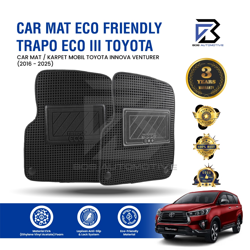 Karpet Mobil Toyota Innova Venturer (2016 - Sekarang) Fullset Premium Anti Slip - Car Mats Trapo Eco III Original - foto-sampul