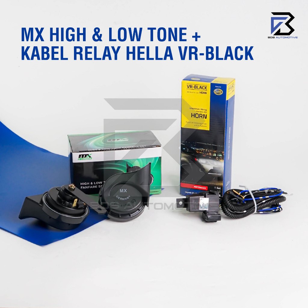 Klakson MX LT1128 Keong High Low Tone Set 12V + Kabel Relay Set Klakson Mobil Motor Fanfare Horn - foto-variasi-4