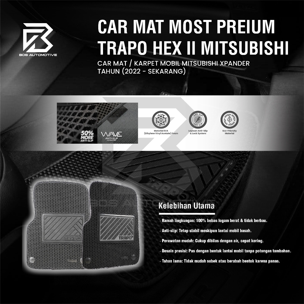 Karpet Mobil MITSUBISHI XPANDER 2022 - Sekarang Car Mats Premium TRAPO HEX II - foto-produk-4