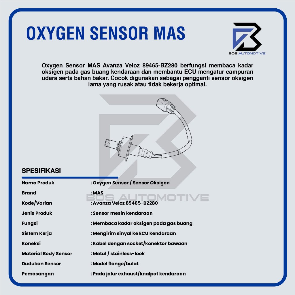 SENSOR OXYGEN O2 MAS BZ280 TOYOTA ALL NEW AVANZA VELOZ HIGH QUALITY - foto-produk-2