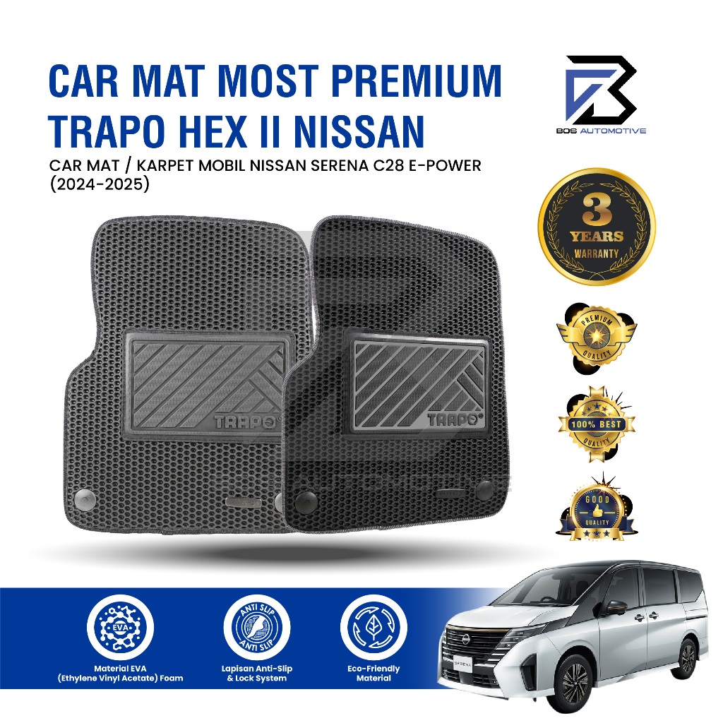 Karpet Mobil NISSAN SERENA C28 E-Power (2024 - Sekarang) Fullset Premium Anti Slip - Car Mats Trapo Hex II Original
