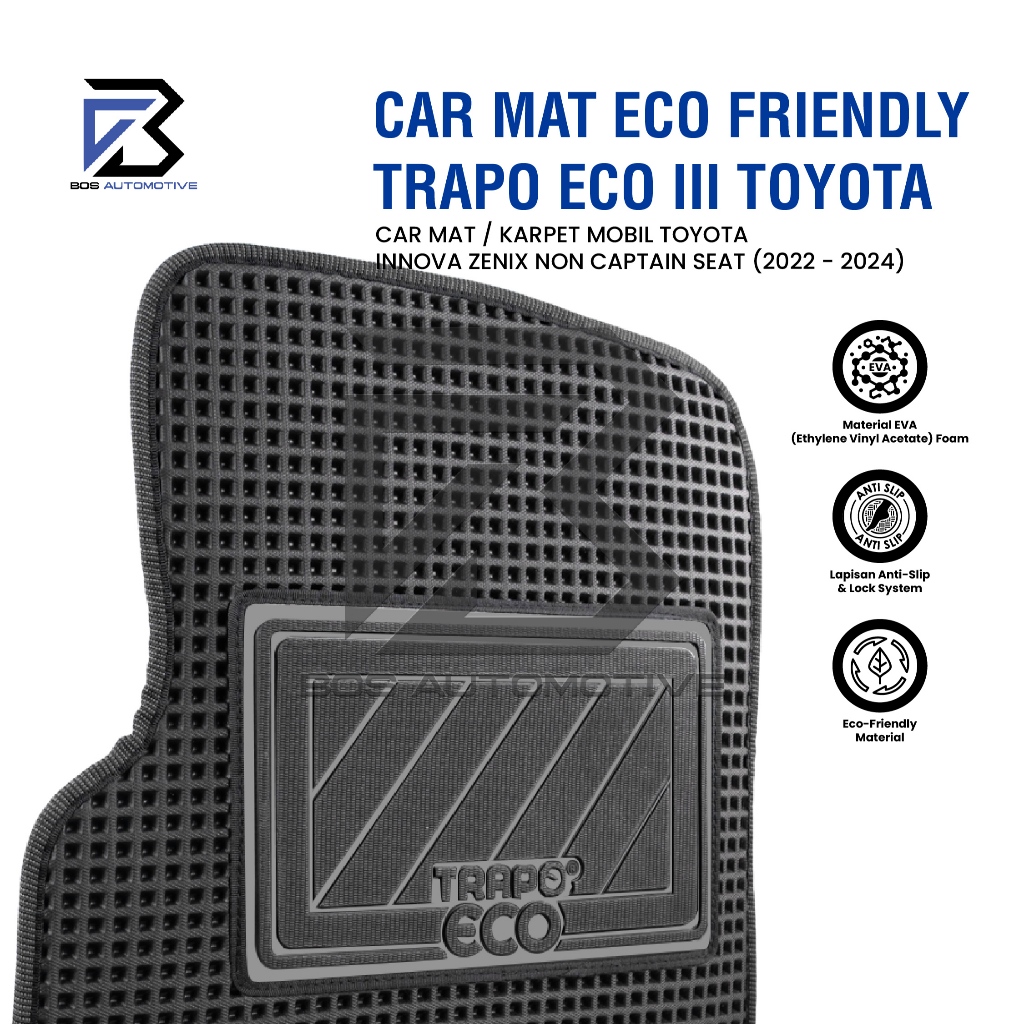 Karpet Mobil TOYOTA INNOVA ZENIX Non Captain Seat 2022 - Sekarang Fullset Premium Anti Slip - Car Mats Trapo Eco III Original - foto-produk-1