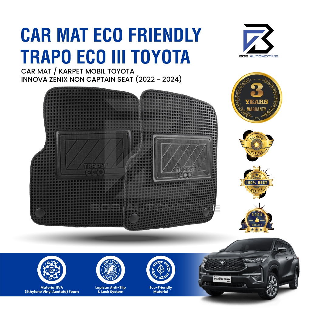Karpet Mobil TOYOTA INNOVA ZENIX Non Captain Seat 2022 - Sekarang Fullset Premium Anti Slip - Car Mats Trapo Eco III Original - foto-sampul