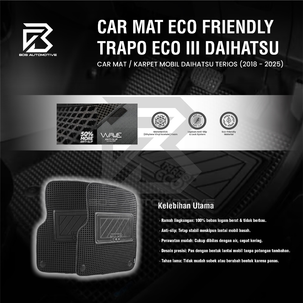 Karpet Mobil Daihatsu Terios (2018 - Sekarang) Fullset Premium Anti Slip - Car MatsTrapo Eco III Original - foto-produk-4