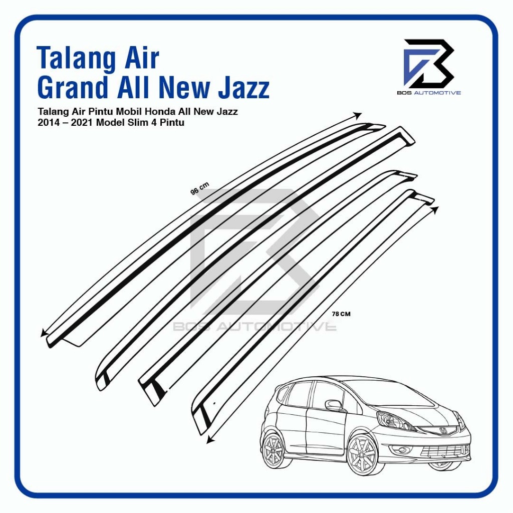 Talang Air Pintu Mobil Honda Grand All New Jazz 2014 - 2021 Model Slim 4 Pintu - foto-produk-2