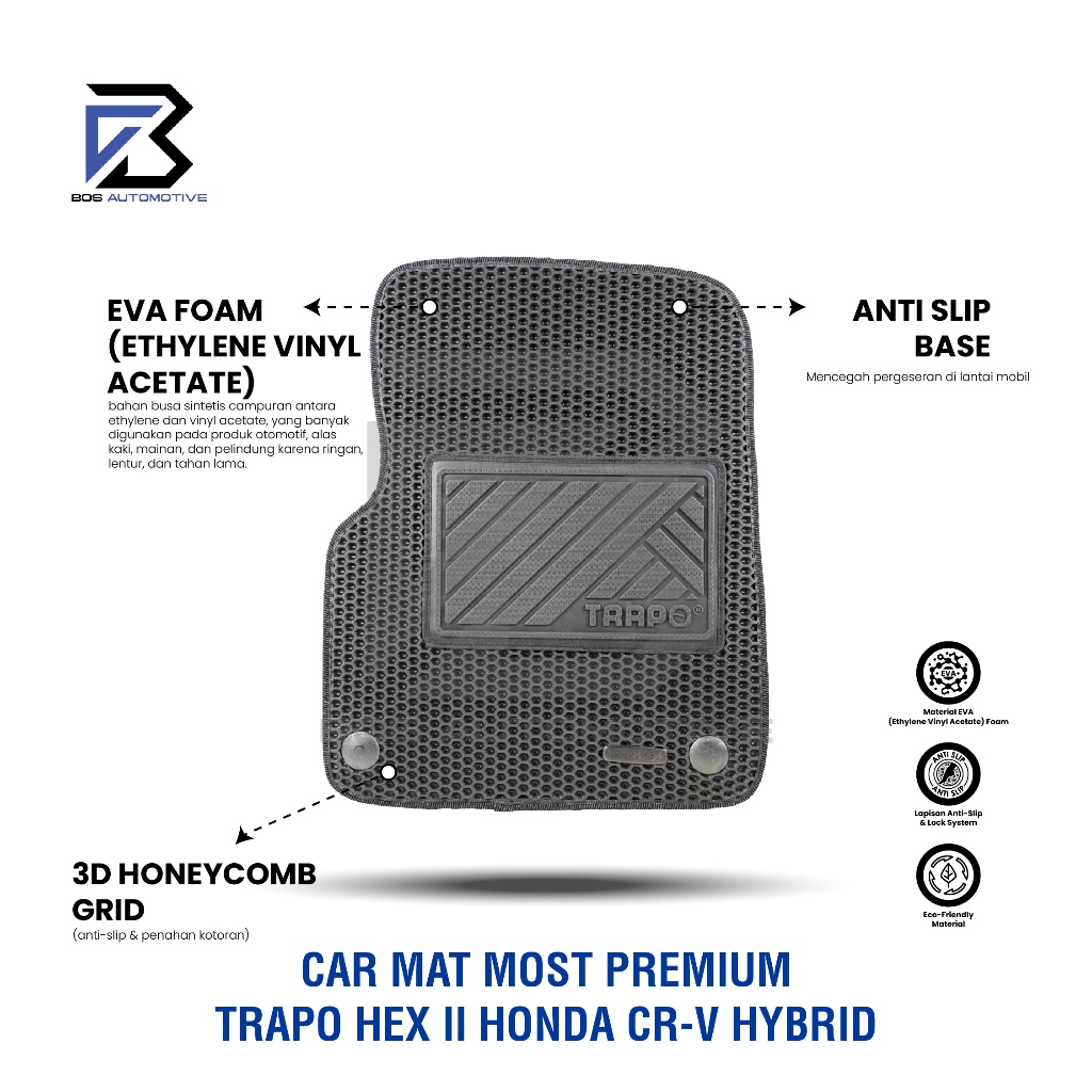 Karpet Mobil HONDA CRV CR-V HYBRID 2023 - Sekarang Car Mats Premium TRAPO HEX II Original - foto-produk-3