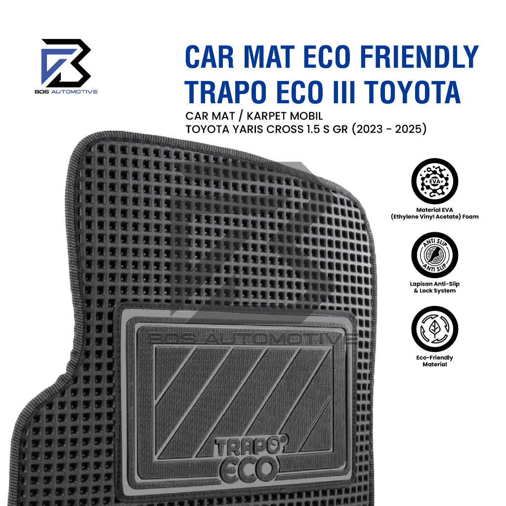 Karpet Mobil Toyota Yaris Cross 1.5 S GR Hybrid (2023 - Sekarang) Fullset Premium Anti Slip - Car Mats Trapo Eco III Original - foto-produk-1