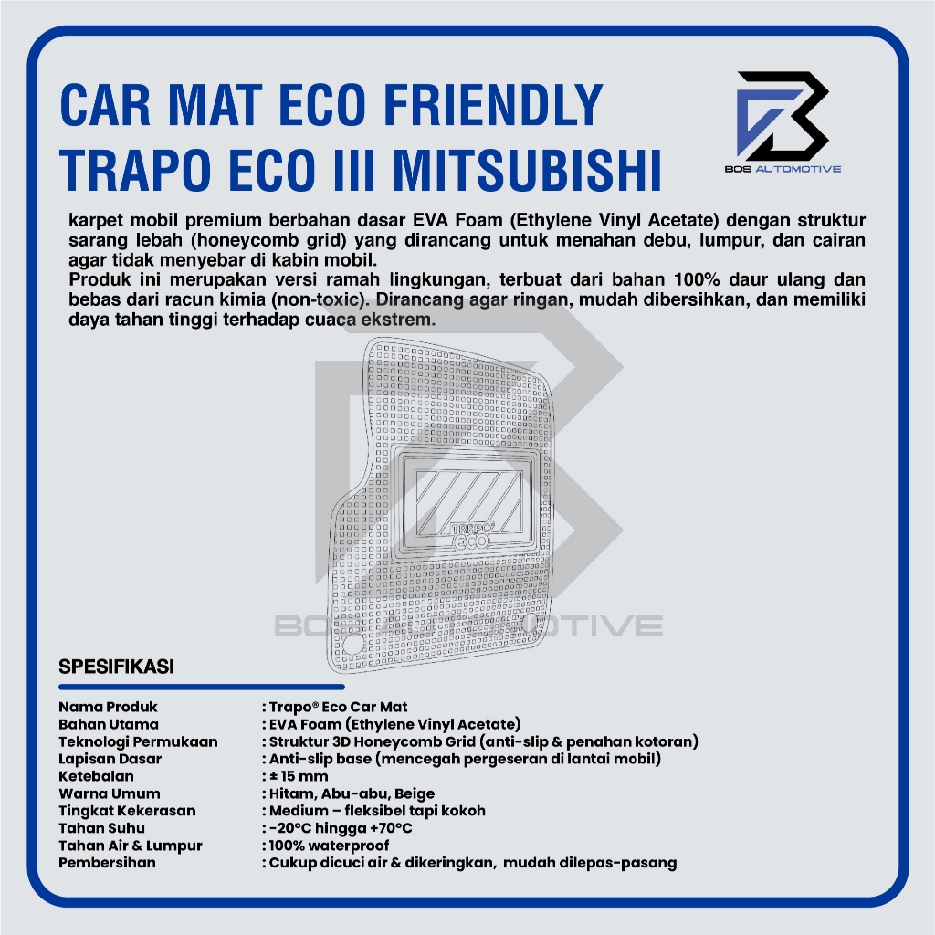 Karpet Mobil Mitsubishi Xpander (2017-2021) 7 Seater Fullset Premium Anti Slip - Car Mats Premium Trapo Eco III Original - foto-produk-2