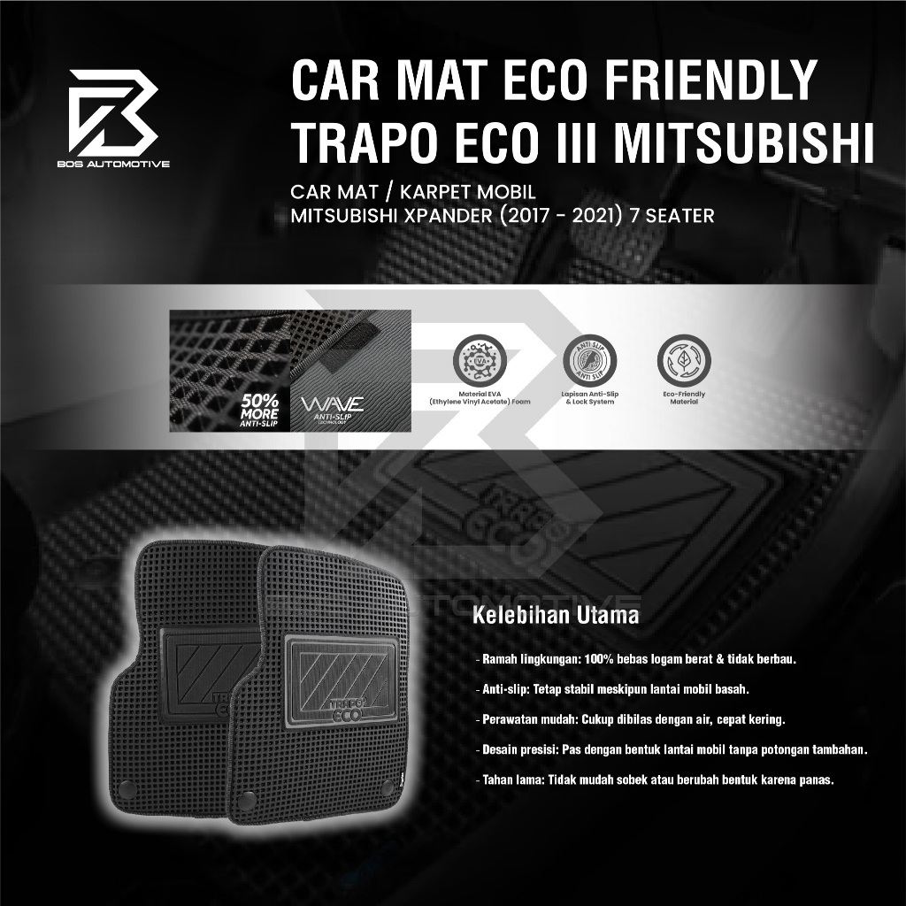Karpet Mobil Mitsubishi Xpander (2017-2021) 7 Seater Fullset Premium Anti Slip - Car Mats Premium Trapo Eco III Original - foto-produk-5