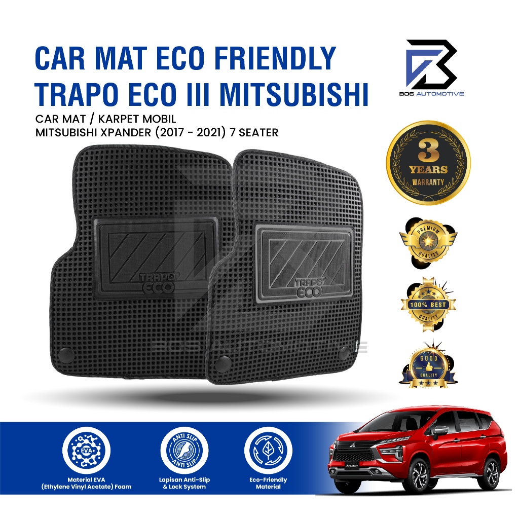 Karpet Mobil Mitsubishi Xpander (2017-2021) 7 Seater Fullset Premium Anti Slip - Car Mats Premium Trapo Eco III Original