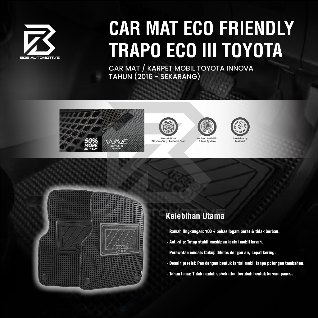 Karpet Mobil TOYOTA INNOVA 2016 - Sekarang Car Mats Premium Trapo Eco III Original - foto-produk-4