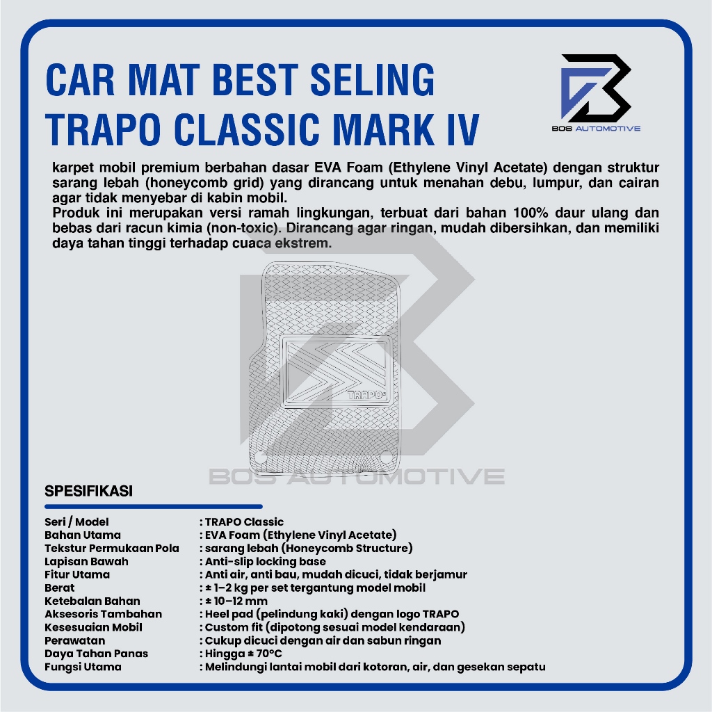 Karpet Mobil Honda HR-V (2022- Sekarang) Fullset Premium Anti Slip - Car Mats Classic Mark IV Original - foto-produk-2