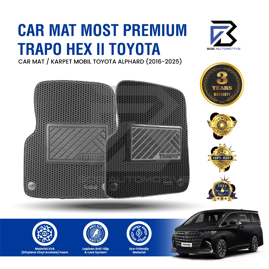 Karpet Mobil TOYOTA ALPHARD (2016 - Sekarang) Fullset Premium Anti Slip - Carmat Trapo Hex II Original - foto-sampul