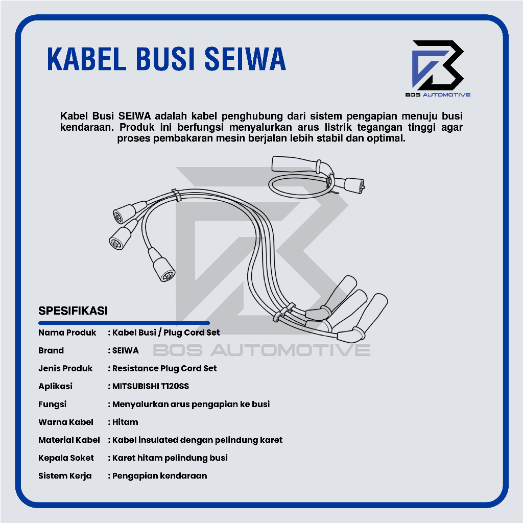Kabel Busi SEIWA Mitsubishi Colt T120SS Injeksi Injection MN115359 Resistance Plug Cord Set - foto-produk-2
