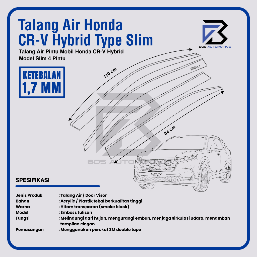 Talang Air Pintu Mobil Honda CRV Hybrid 2024 Model Slim 4 Pintu - foto-produk-2