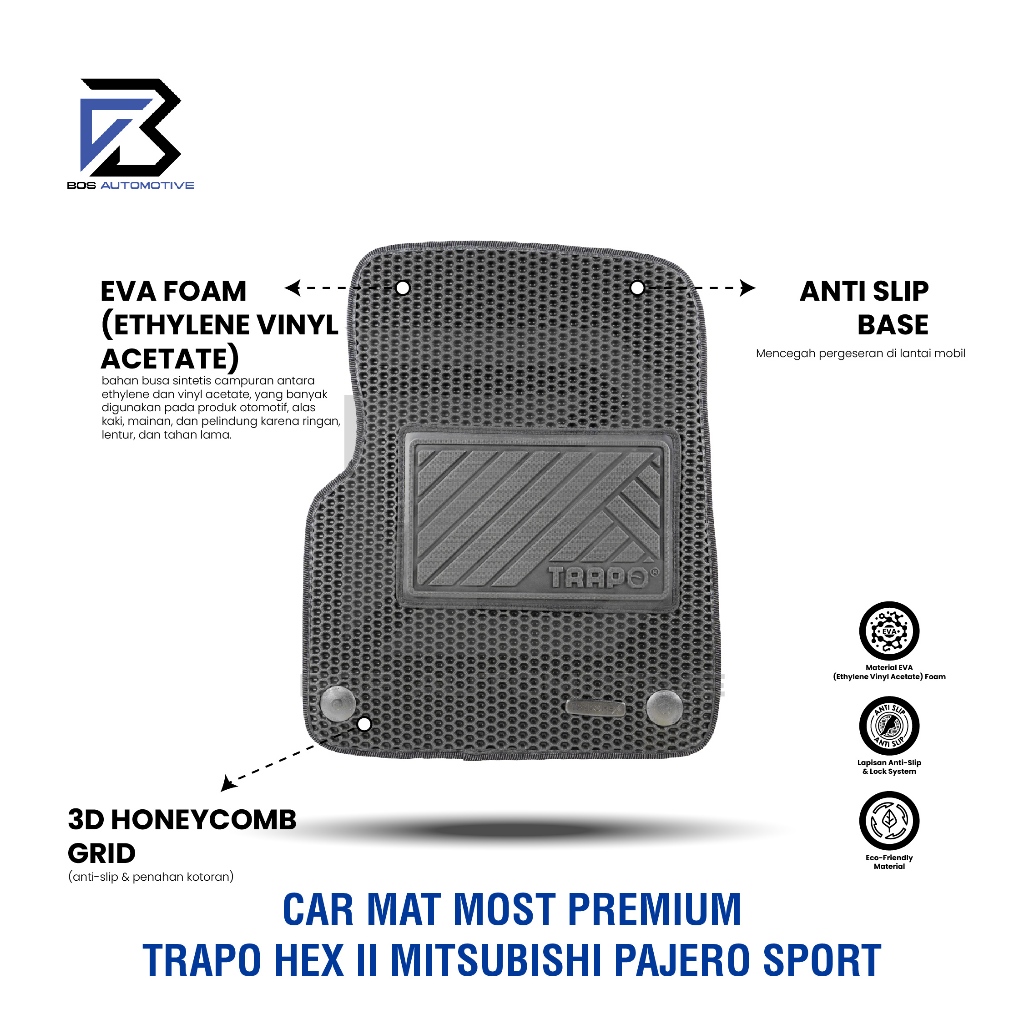 Karpet Mobil MITSUBISHI PAJERO SPORT 2015 - Sekarang Car Mats Premium TRAPO HEX II Original - foto-produk-3
