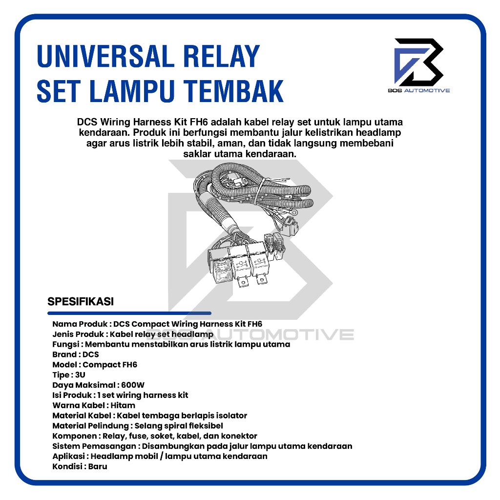 [COMPACT] Kabel Relay Set Lampu H4 Mobil DCS FH5 New 3 Relay 12v Untuk 2 Lampu Utama Mobil Universal - foto-produk-2