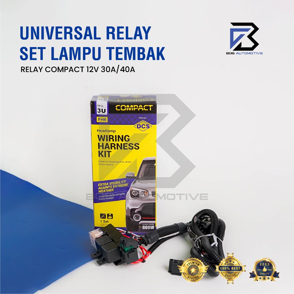 [COMPACT] Kabel Relay Set Lampu H4 Mobil DCS FH5 New 3 Relay 12v Untuk 2 Lampu Utama Mobil Universal