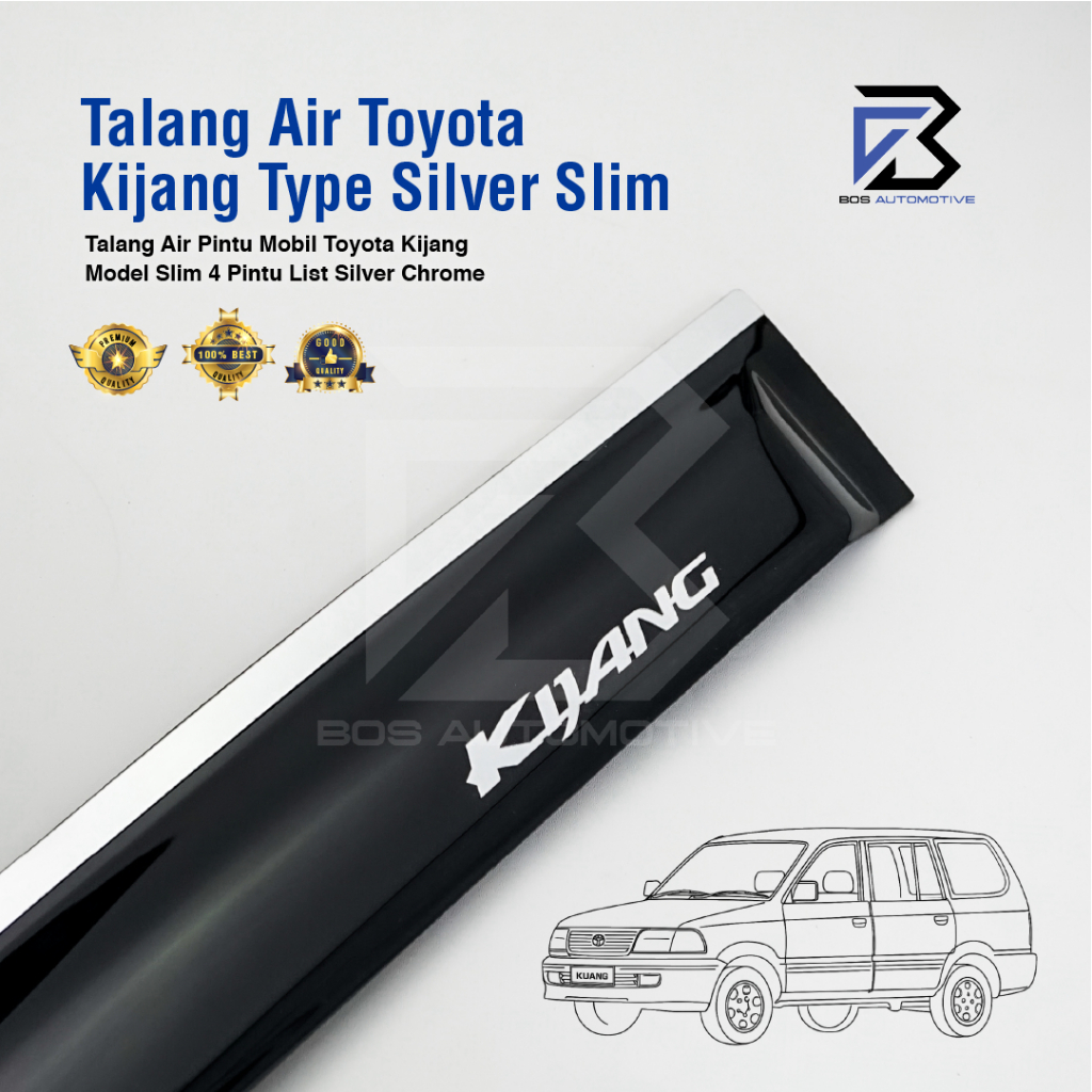 Talang Air Pintu List Silver Mobil Toyota Kijang LGX / Kapsul 1997 â€“ 2003 Model Slim 4 Pintu