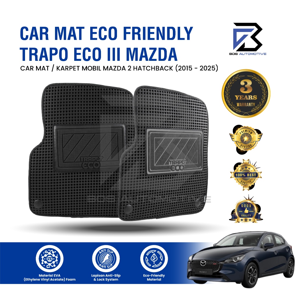 Karpet Mobil Mazda 2 Hatchback (2015 - Sekarang) Fullset Premium Anti Slip - Car Mats Trapo Eco III Original - foto-sampul