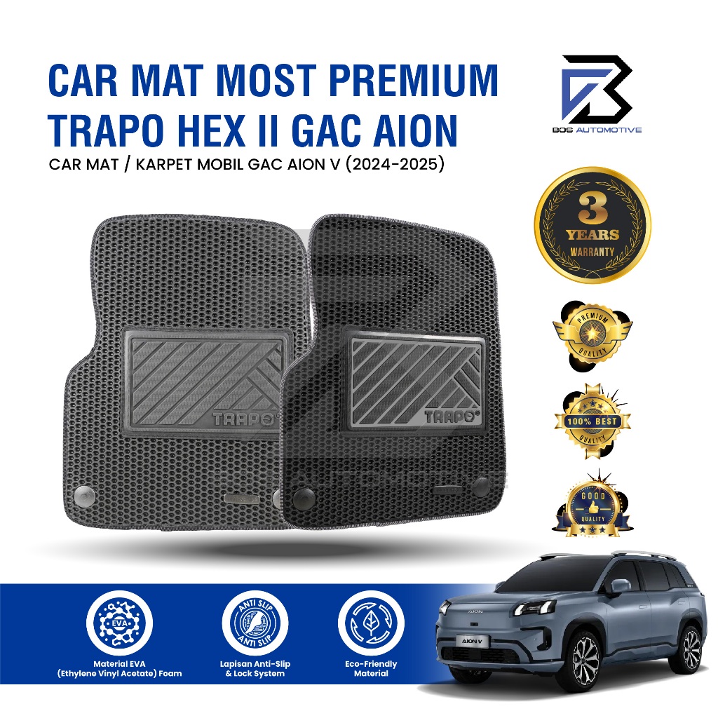 Karpet Mobil GAC AION V (2024 - Sekarang) - Karpet Mobil Fullset Premium Anti Slip - Car Mats Trapo Hex II Original - foto-sampul