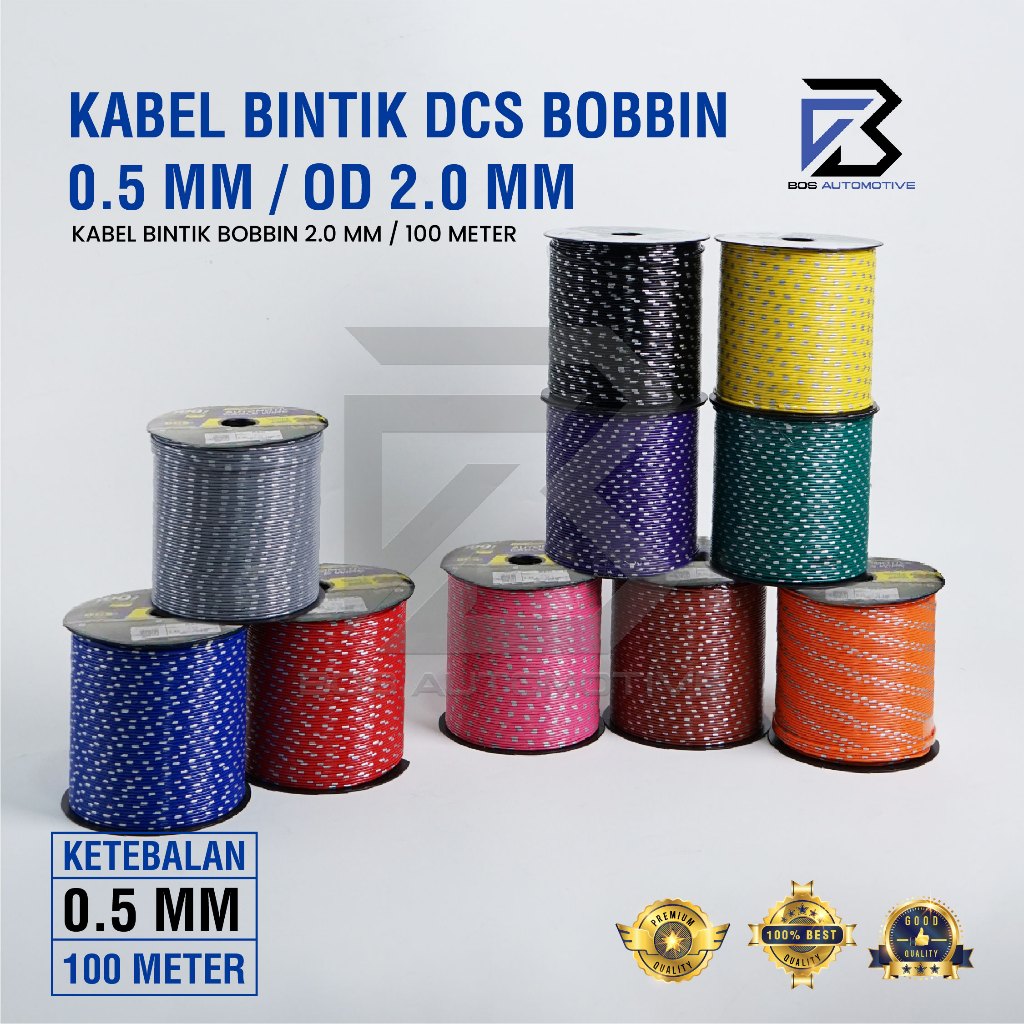 Kabel Bintik 0.5MM x 100M DCS Kabel Otomotif Body Mobil Motor Serabut Tembaga (BOBIN)