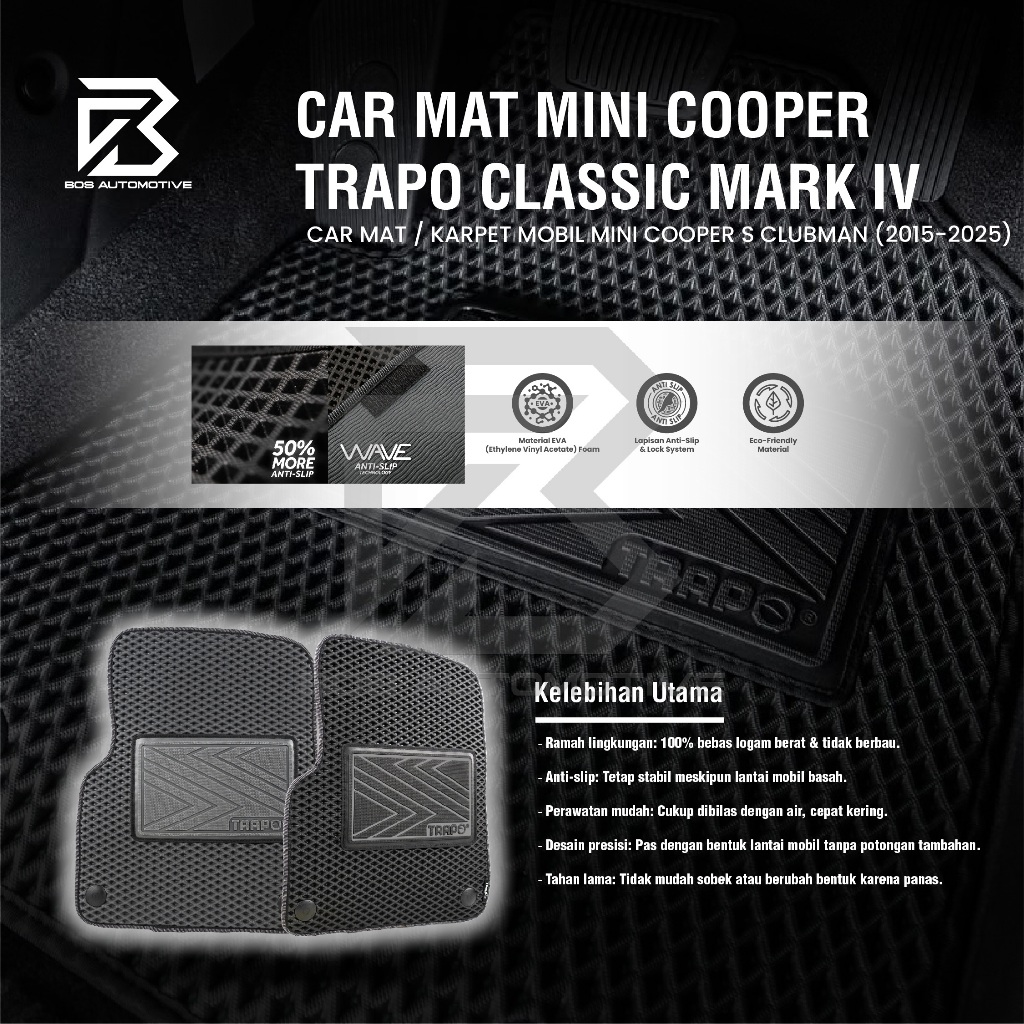 Karpet Mobil MINI COOPER S CLUBMAN (2015 -Sekarang) - Karpet Mobil Fullset Premium Anti Slip - Carmat Trapo Classic Mark IV Original - foto-produk-4