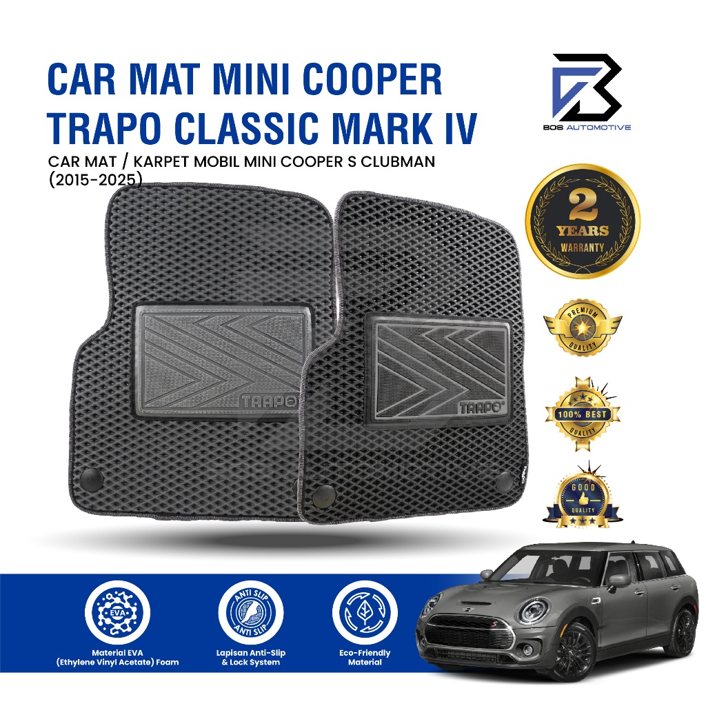 Karpet Mobil MINI COOPER S CLUBMAN (2015 -Sekarang) - Karpet Mobil Fullset Premium Anti Slip - Carmat Trapo Classic Mark IV Original - foto-sampul