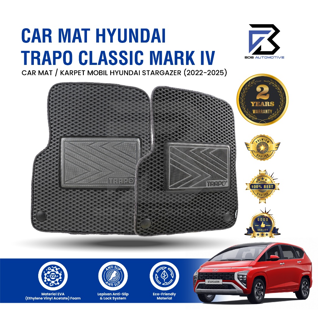 Karpet Mobil HYUNDAI STARGAZER Captain Seat (2022 - Sekarang) Fullset Premium Anti Slip - Car Mats Trapo Classic Mark IV Original