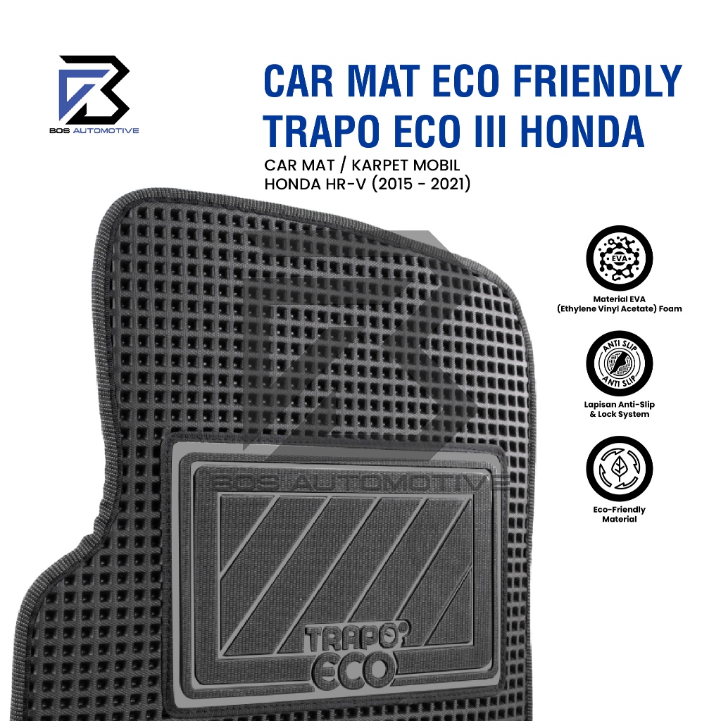 Karpet Mobil Honda HRV 2015-2021 Fullset Premium Anti Slip - Car Mats Trapo Eco III Original - foto-produk-1