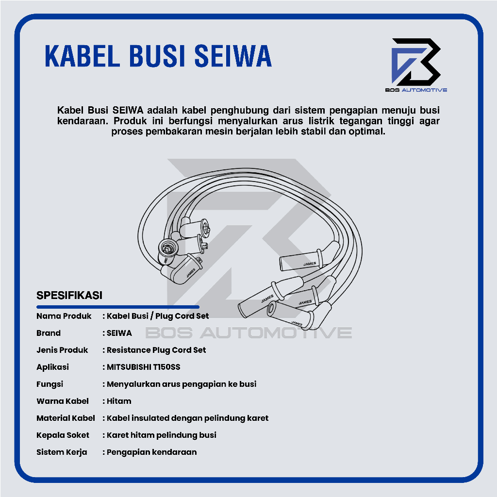 Kabel Busi SEIWA Mitsubishi Colt T150SS Karburator MD143880 Resistance Plug Cord Set - foto-produk-2